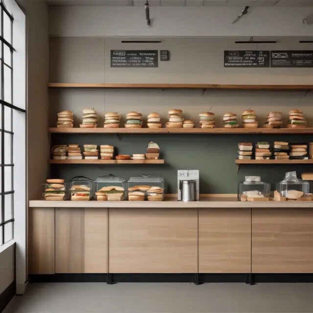 An empty sandwich shop counter symbolizes the economic impact of deadweight loss from overvalued goods.