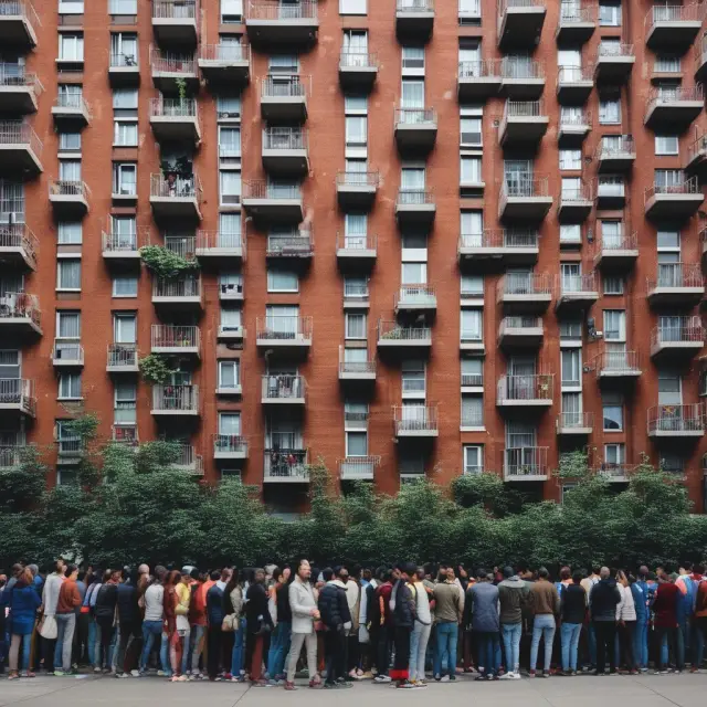 Rent controlled apartment complex with vacant units and residents waiting for affordable housing