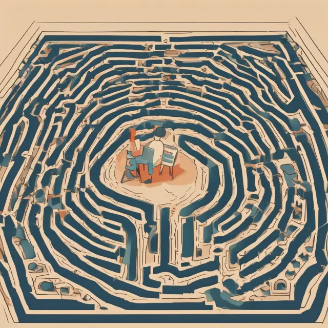 A dealer navigating a labyrinthine maze, symbolizing the challenges of technology requirements, industry consolidation, and regulatory environment impacting profitability in financial markets.