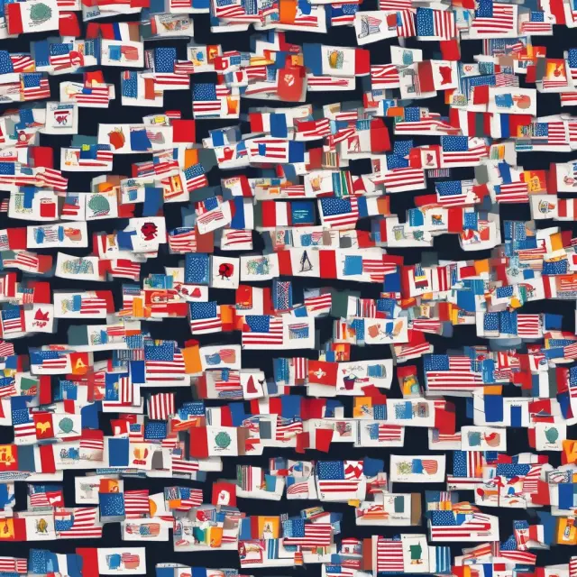 Twelve states represented by flags with different heights, each symbolizing their respective estate tax rates