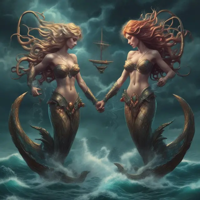 Mermaids discussing the significance and limitations of the death cross in turbulent financial waters
