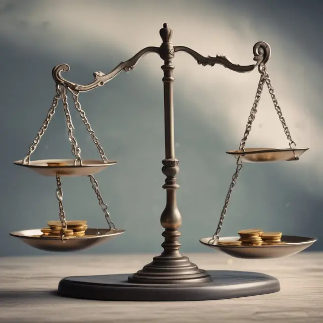 Image of a scale with investment securities on one pan and debt on the other, as an investor calculates their adjusted debit balance