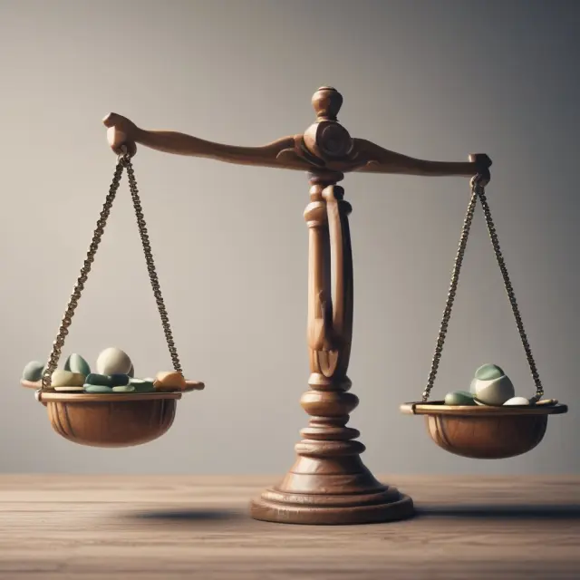 Debit balances represented by a seesaw, illustrating market forces affecting the scales.