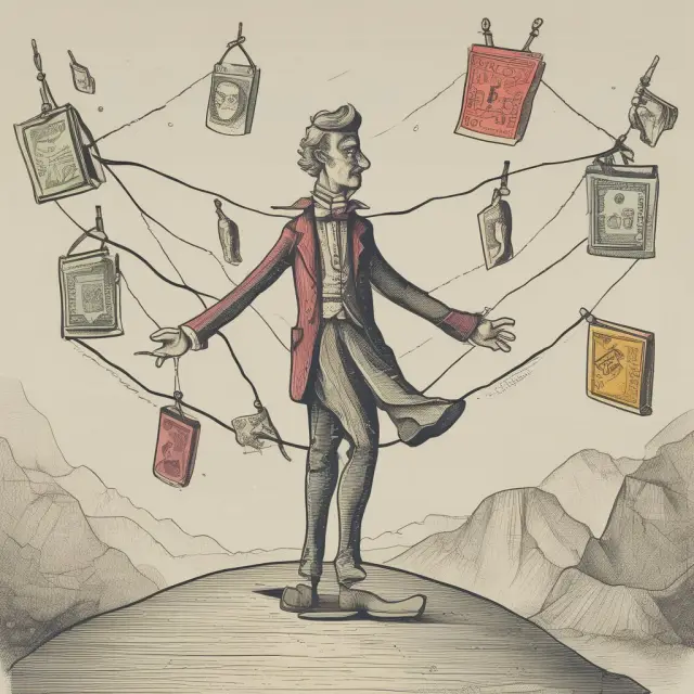 An individual balancing debit and credit cards represents the decision-making process between using each for optimal financial management