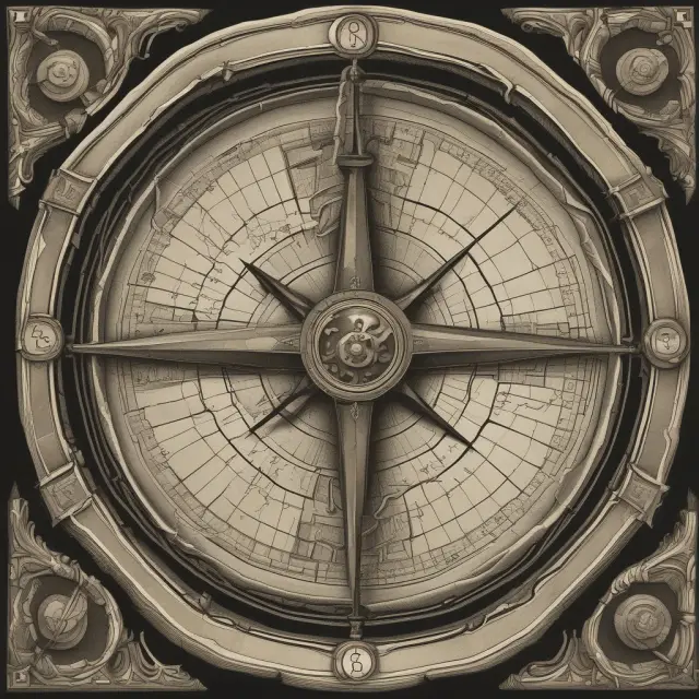 Debt collector using a compass to navigate through a complex maze of financial records