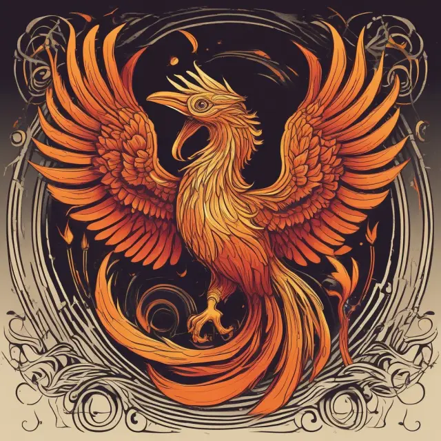 A mythical phoenix rising from a bond issue, representing financial growth and renewal.