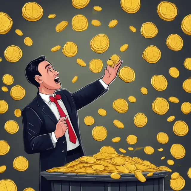 Government official conducting an auction of gold coins representing sovereign debt issuance