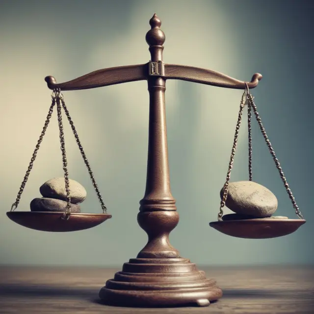 Scales with short-term and long-term debt represented as stones. Illustrates the different risks associated with each maturity.