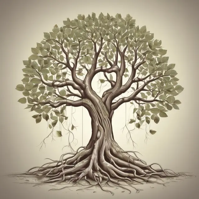 Financial tree depicting corporate debt as roots and branches for business growth. Roots represent bonds, and branches represent commercial paper.