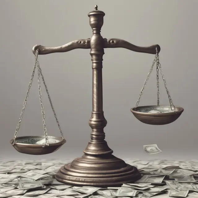 Two scales balanced with debt on one side and EBITDA on the other, illustrating the evaluation of a company