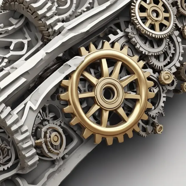 Gears representing industries influencing appropriate debt-to-EBITDA ratios based on industry standards, capital intensity, and cash flow volatility.