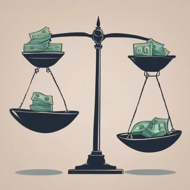 Two scales balancing: one labeled 