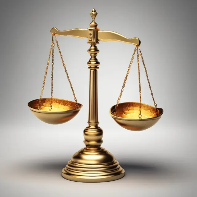 A golden scale balances debt and EBITDA, representing a company