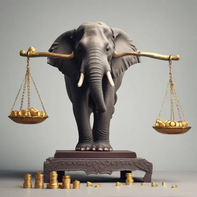 An investor weighs the balance between a company