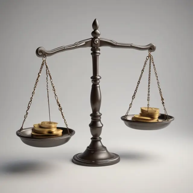 Balance scale with liabilities (241bn) and equity (134bn) weighing the financial stability of a company