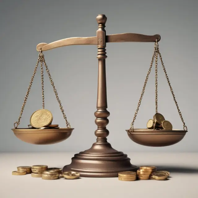 Scale comparing equity to debt in D/E ratio evaluation. Visually represents financial leverage and risk assessment.