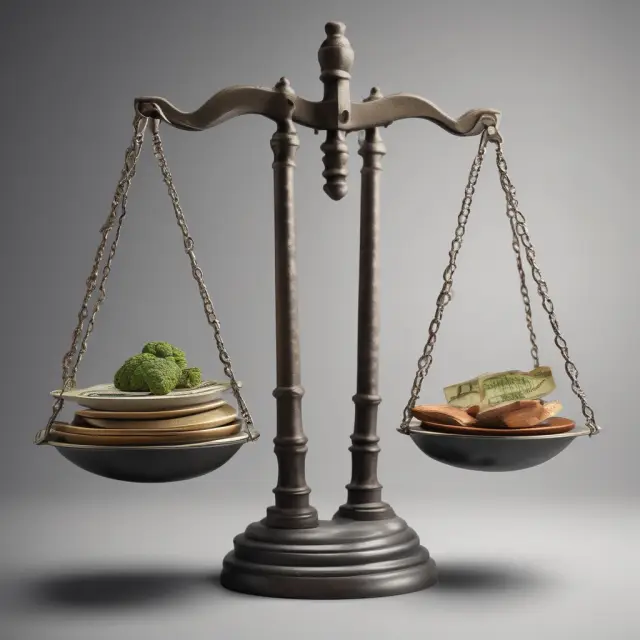 Two scales weighing debt-to-equity ratios of two industries, highlighting the importance of comparing within industries for context
