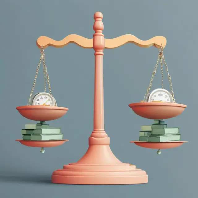 A set of scales with pans balanced by debt and equity weights, representing the evaluation of a company