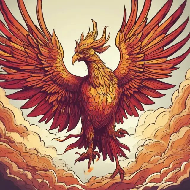 A mythical Phoenix transforms debt into equity shares during a corporate financial restructuring process