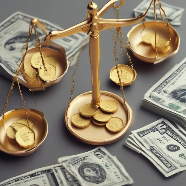 Golden scales depicting total return (balanced) versus general return (imbalanced) for debt fund investments