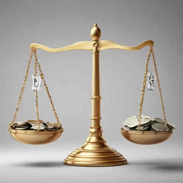 Visualization of debt-to-GDP ratio comparison, with scales representing debt and GDP balancing financial stability