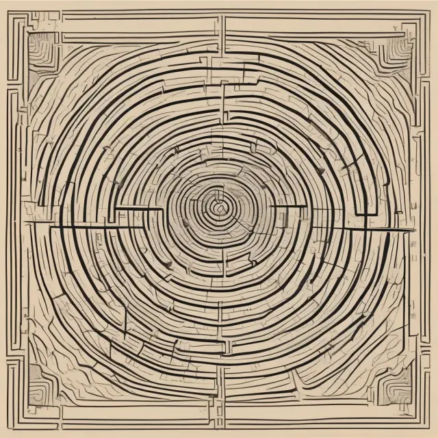 A small business owner steering a rowboat through a maze, symbolizing navigating the streamlined Chapter 11 bankruptcy process