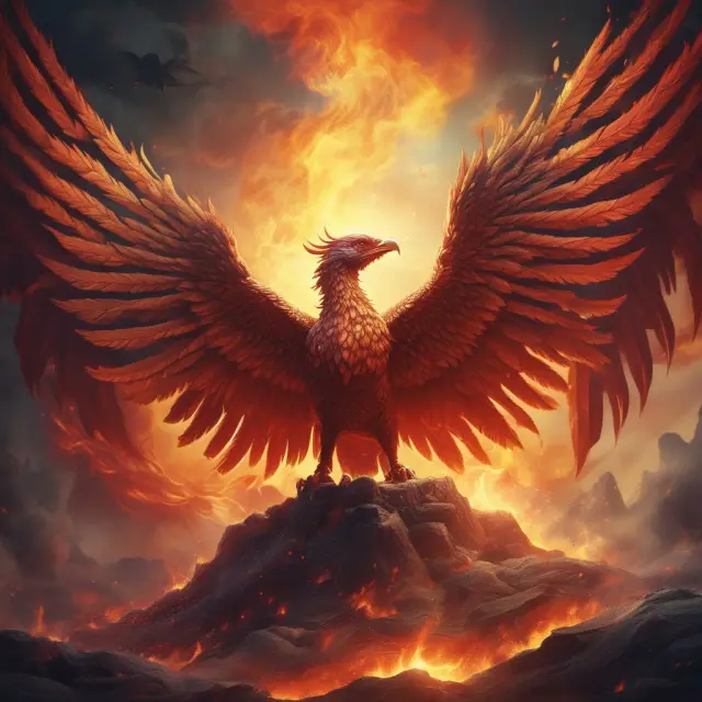 A mythical Phoenix bird emerges from flames, symbolizing fresh starts for small businesses through Debtor in Possession (DIP) under Subchapter V