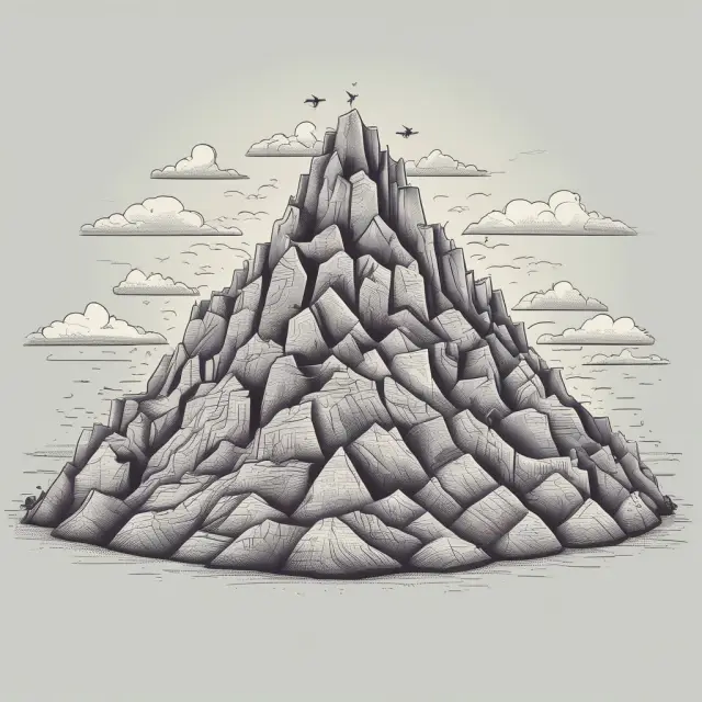 Image of a mountain of debt weighing down multiple companies as they struggle to reach growth opportunities