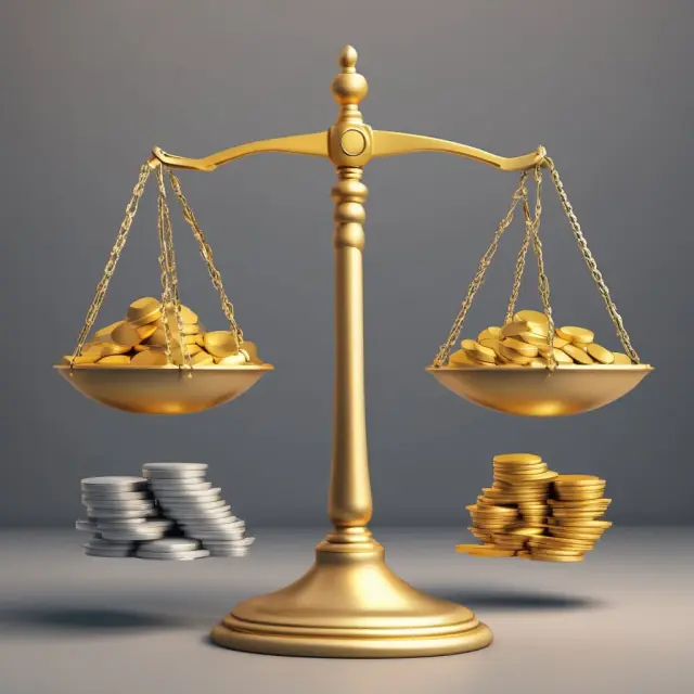 A pair of scales displays the difference between successfully managing debt (gold coins) and being burdened by it (debt stones), highlighting various examples from Greece, US, and Lehman Brothers