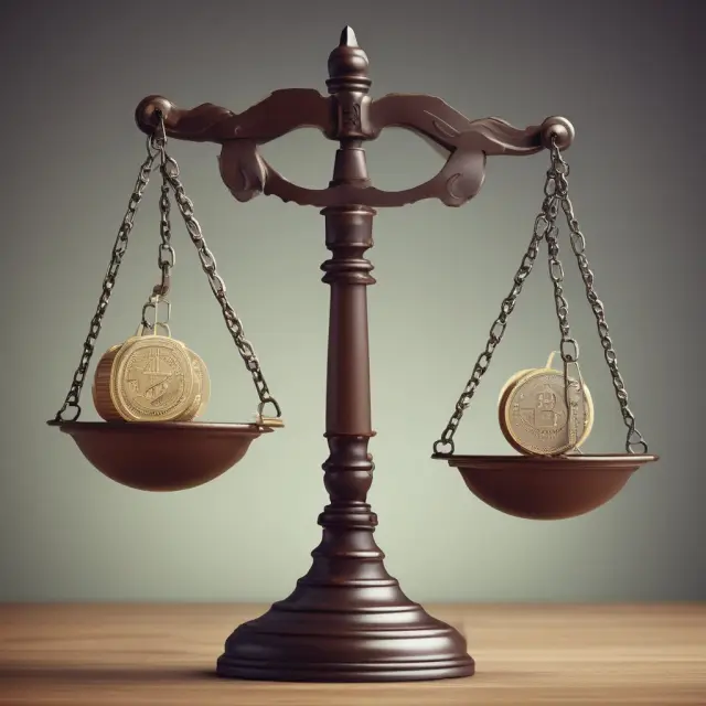 Scales comparing total assets and total debt to determine a company