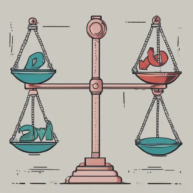 Balance scale comparing a company