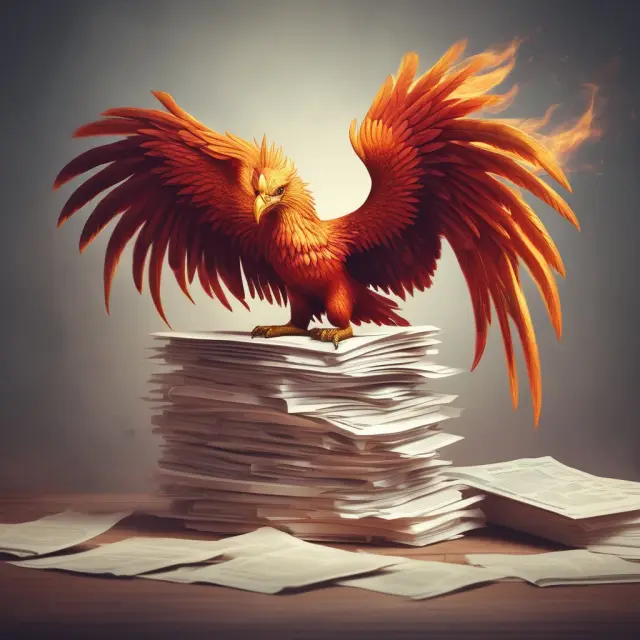 Phoenix emerging from papers represents individual debt restructuring