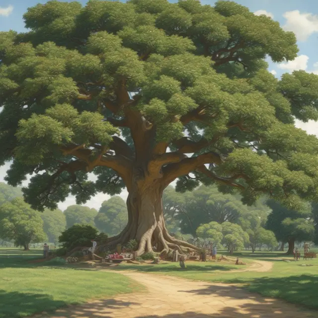 An oak tree symbolizes XYZ Corp., generating enough income to cover its debt obligations twice, with lenders in shade (confident) and one seeking more returns (eagerly).