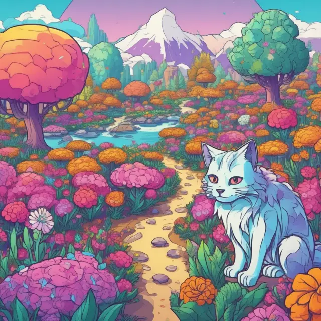 An image of a flourishing digital garden filled with Uniswap, Decentraland, Aave, and CryptoKitties dApps as colorful flowers.
