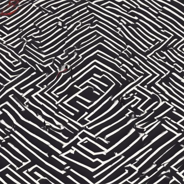 A complex web of interlinked smart contracts surrounded by a shadowy figure representing potential hackers and vulnerabilities.