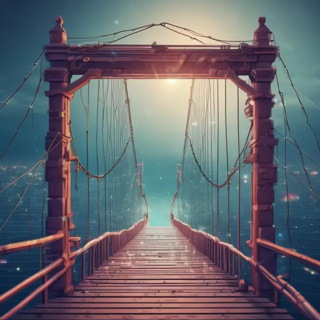 A bridge connecting Ethereum, Polygon, Binance Smart Chain, and Solana networks, illustrating dApp interoperability