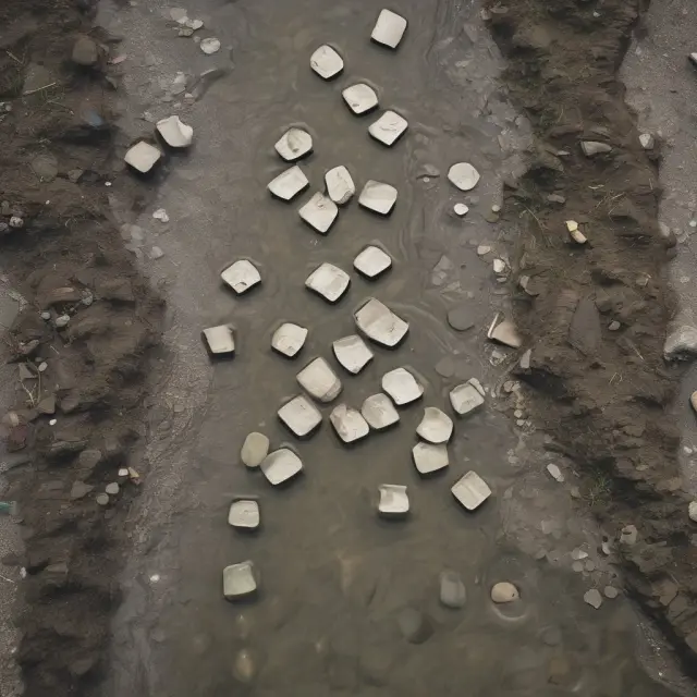 A person wading in a river, examining decile markers on the riverbank to understand income distribution and identify inequality trends