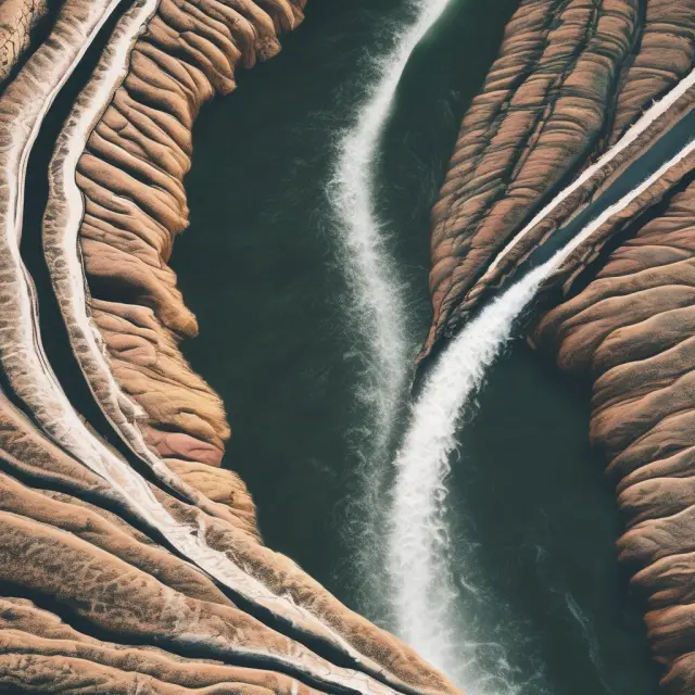 A serene river branching out into ten channels, each channel symbolizing a decile rank for financial analysis