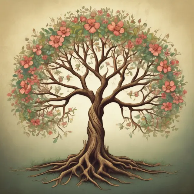 A tree with blooming branches representing various decisions, emphasizing improved decision quality and efficiency through systematic analysis