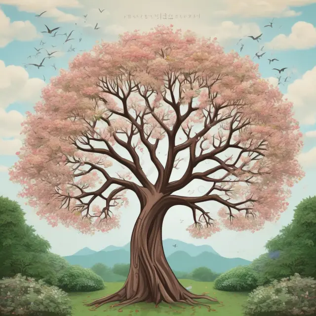 A decision tree illustrating various alternatives and risks in a blooming garden, symbolizing informed business decisions