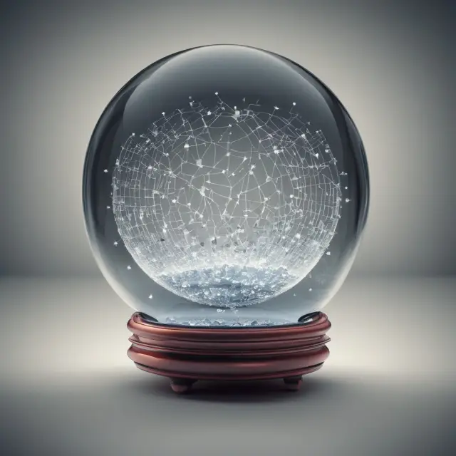 Crystal ball overflowing with data, symbolizing informed decision making in business