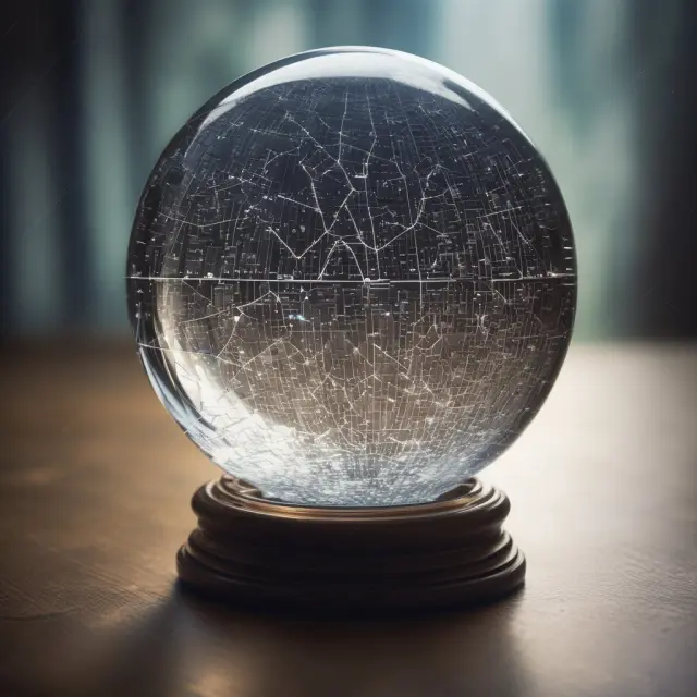 Crystal ball with data points signifying financial forecasting using DSS