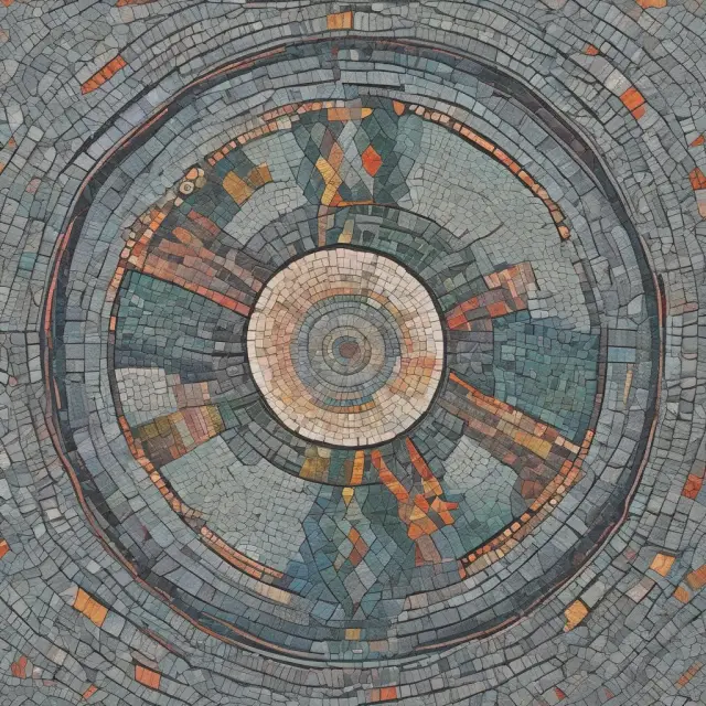 Mosaic illustrating four interconnected elements: data quality, legacy systems, user resistance, and ongoing maintenance, representing challenges in implementing Decision Support Systems.