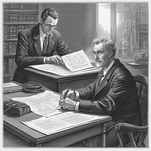 An attorney and client working together to create a declaration of trust, symbolizing the importance of legal guidance in securing assets and protecting beneficiaries.