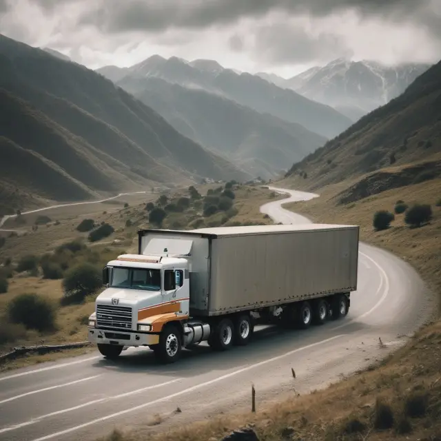 Truck traverses depreciation hills, representing the declining balance method