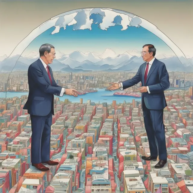A globe with economies separating and forming new alliances due to economic decoupling