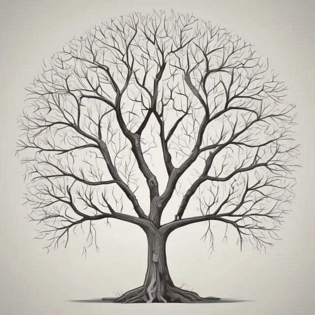 Diverging tree illustrating the concept of decoupling in finance and economics, where branches represent interrelated indicators or markets that separate but remain connected.