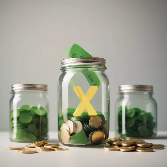 Golden coin symbolizing tax credit savings falling into a jar of green tax credits