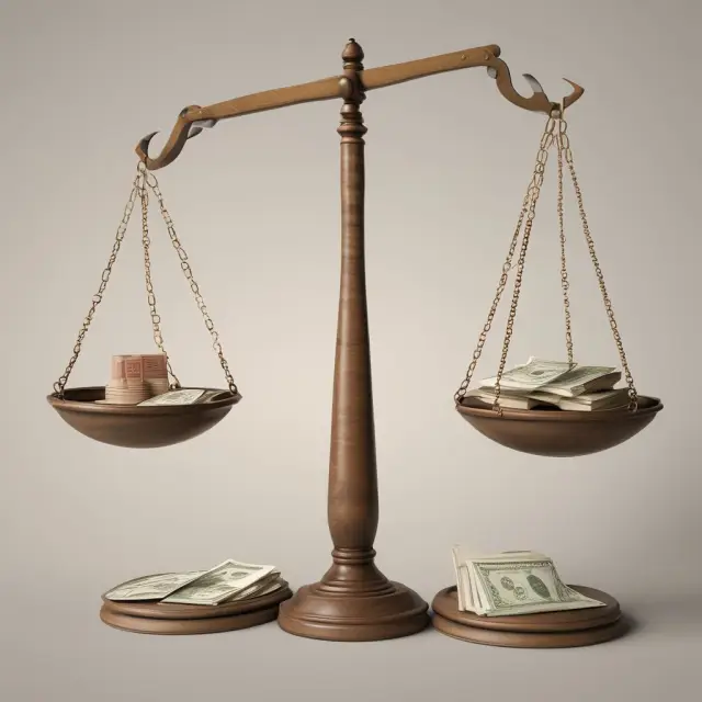 A scale with deductions (weight reduction) on one side and credits (coin additions) on the other, representing tax liability adjustments.