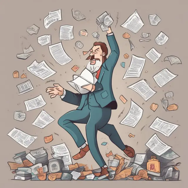 Person juggling tax forms and coins, optimizing deductions for lower tax liability